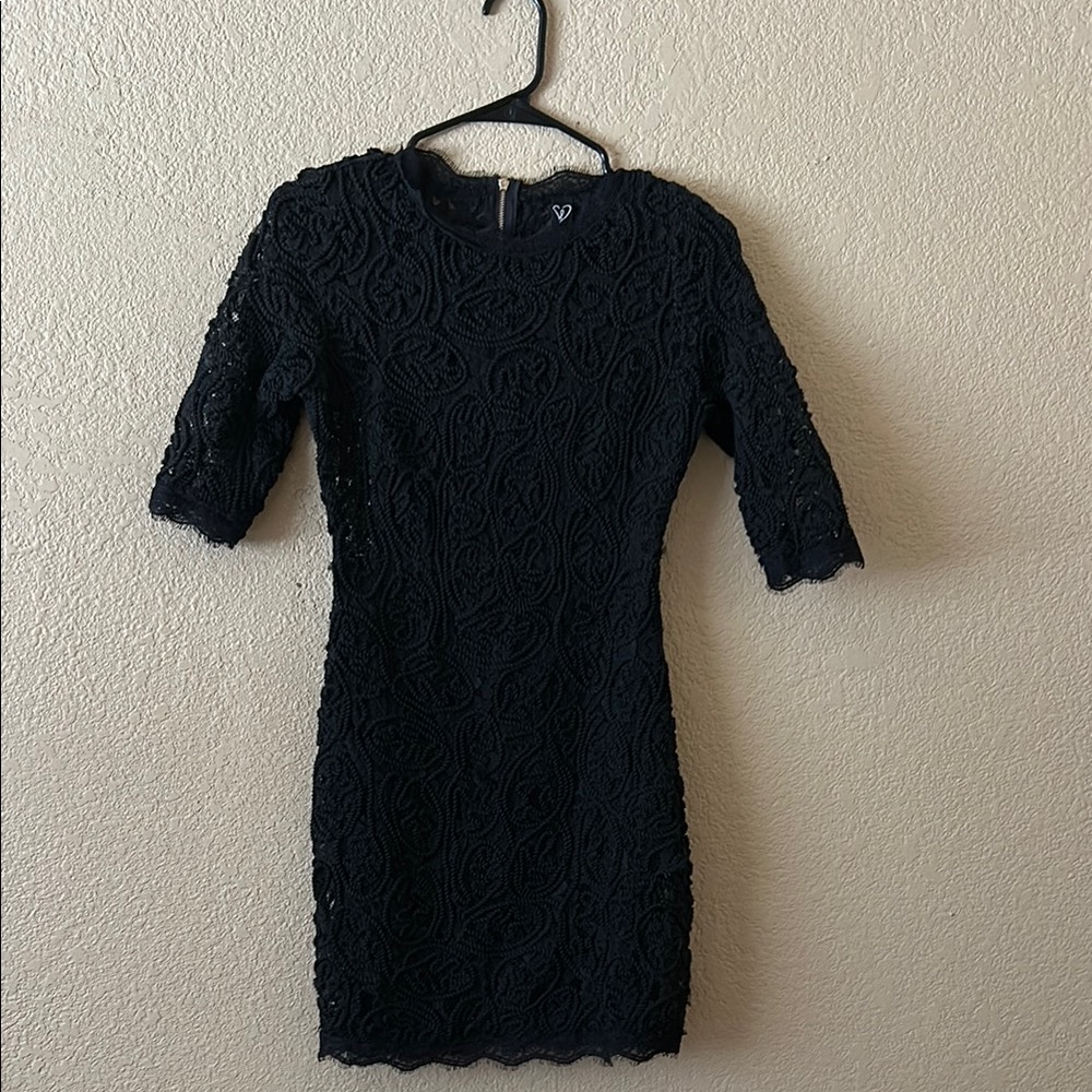 Windsor Black Sheath Mini Dress with Cuffed Sleeves